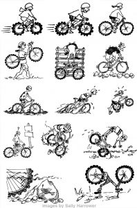 Drawings by Sally Harrower for Harry's 1996 book 101 Bike Routes in Scotland